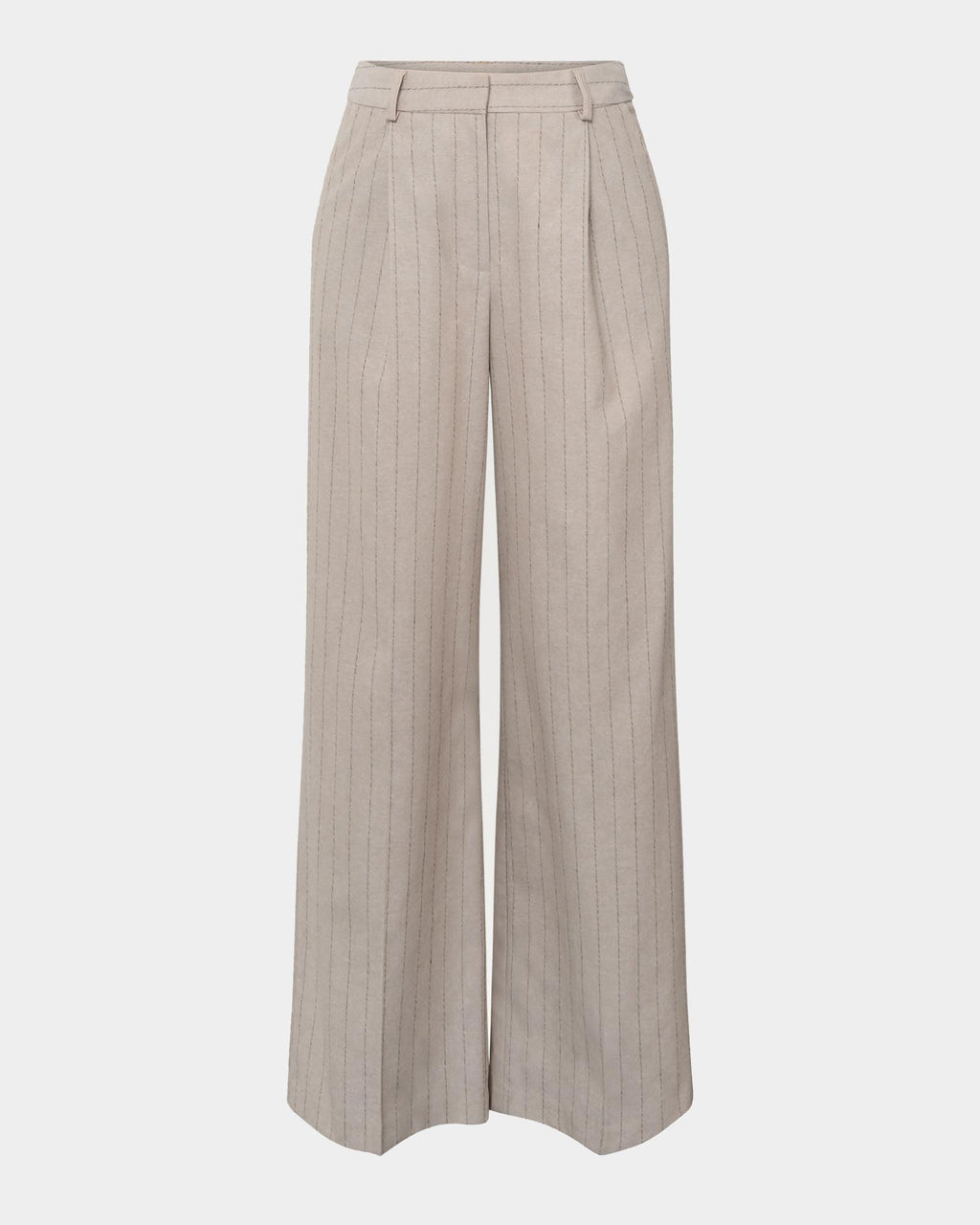 Ria Stripe Cotton Blend Pants in beige brown — product-only view