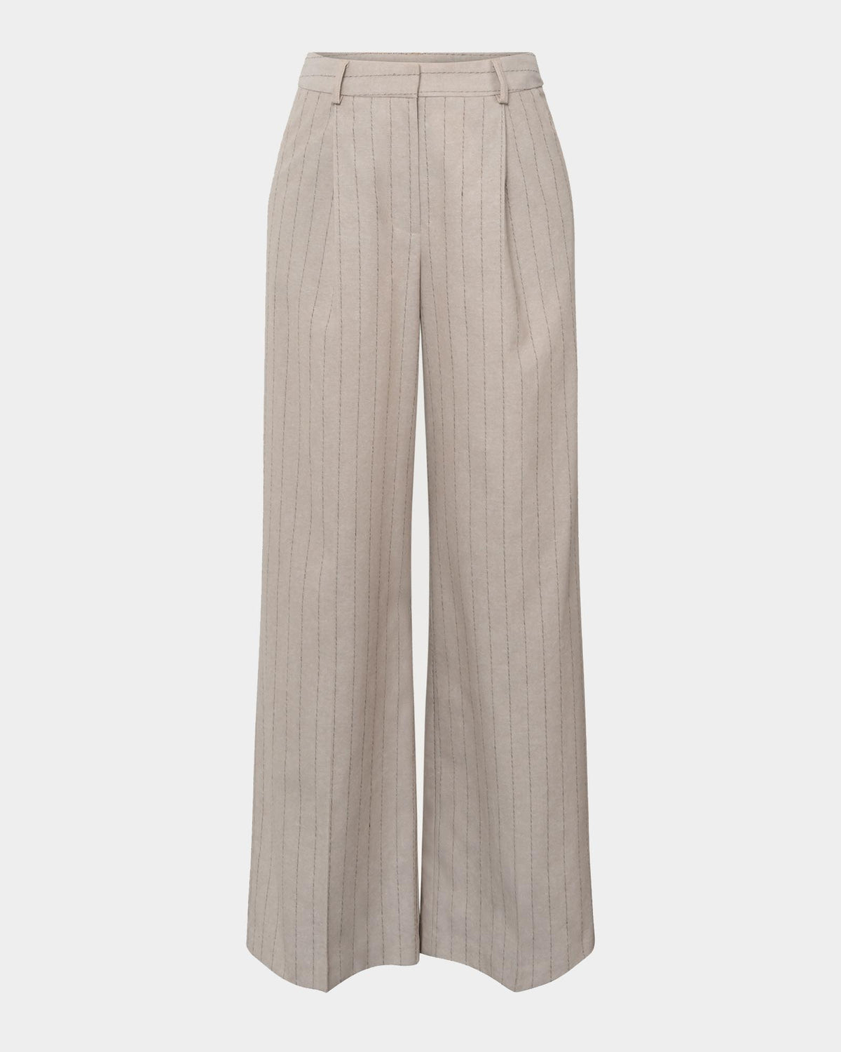 Ria Stripe Cotton Blend Pants in beige brown — product-only view