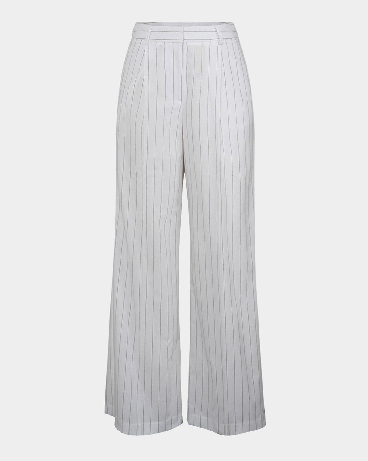 Ria Stripe Cotton Blend Pants in ivory brown — product-only view