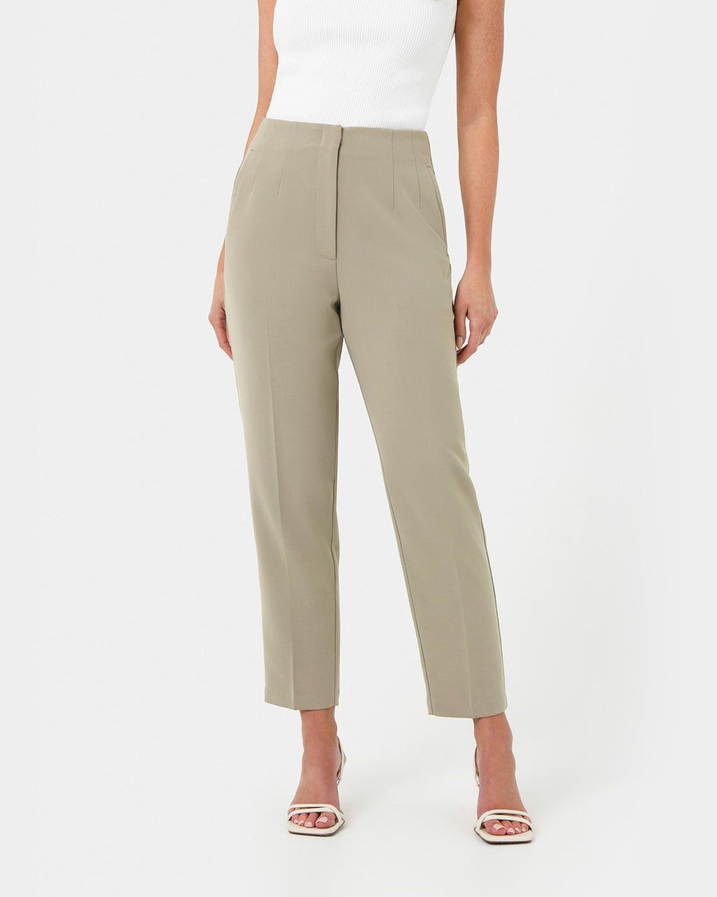 Ace Straight Leg Pants in taupe — close-up view