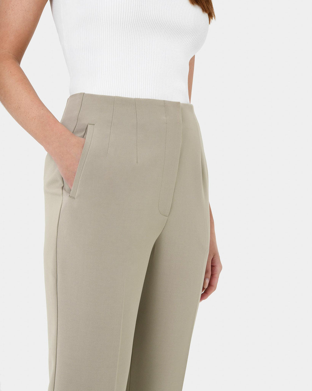 Ace Straight Leg Pants in taupe — fabric detail