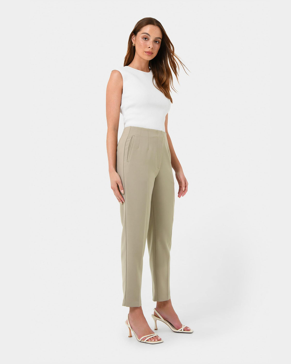 Ace Straight Leg Pants in taupe — side view