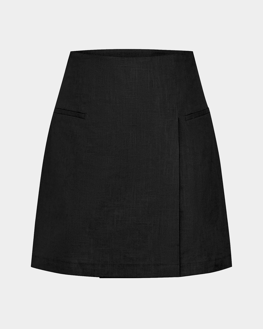 Nia Mini Linen Skirt in black — product-only view