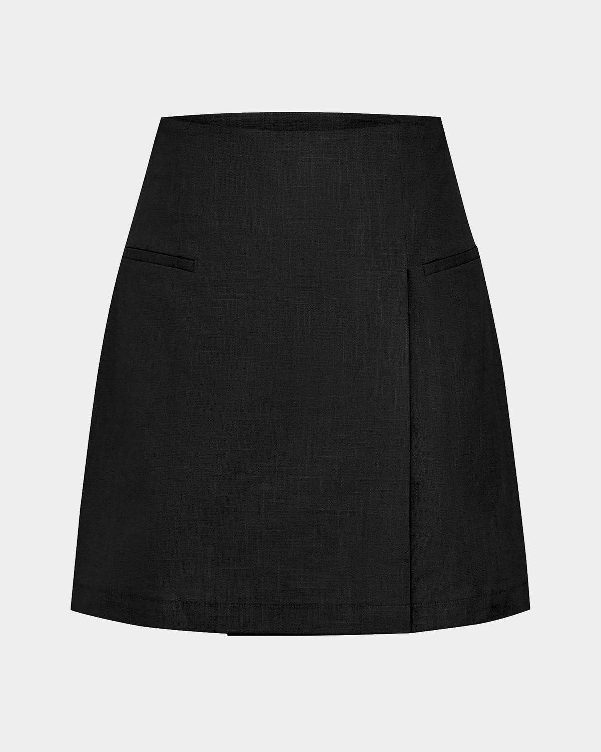 Nia Mini Linen Skirt in black — product-only view