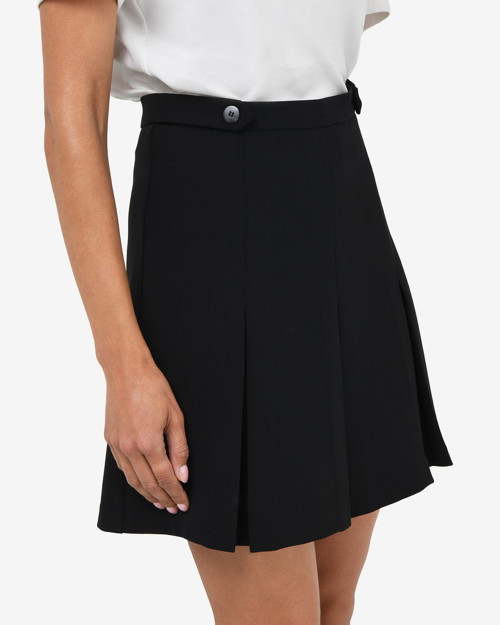 Ace Pleated Skirt in black — fabric detail
