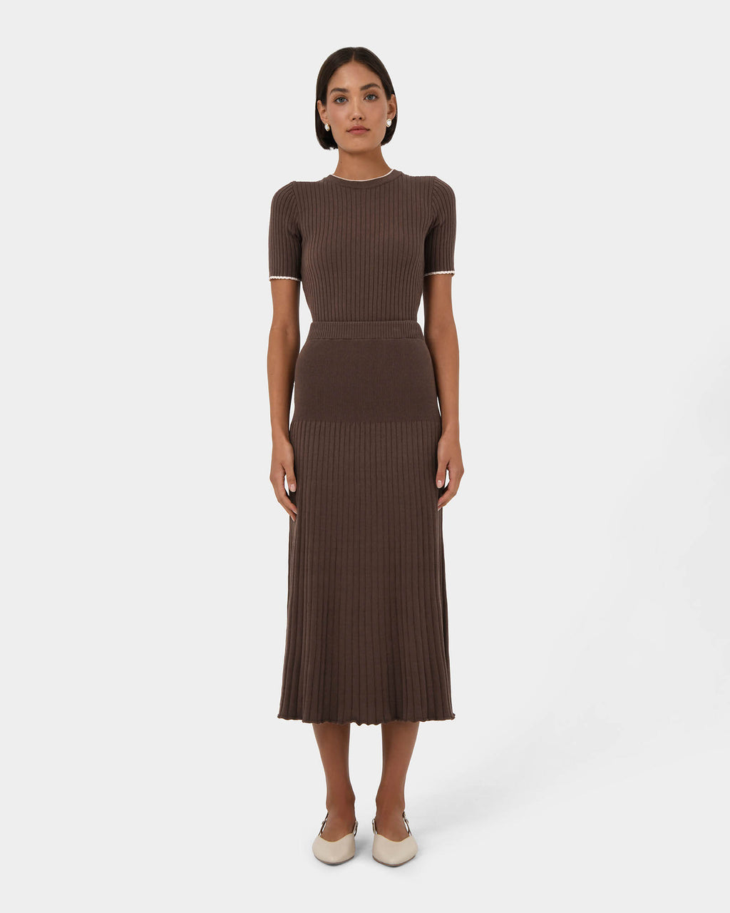 Hanni Midi Knit Skirt in cocoa — full-length view