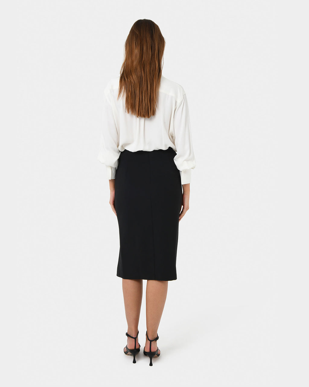 Ace Side Button Skirt in black — back view