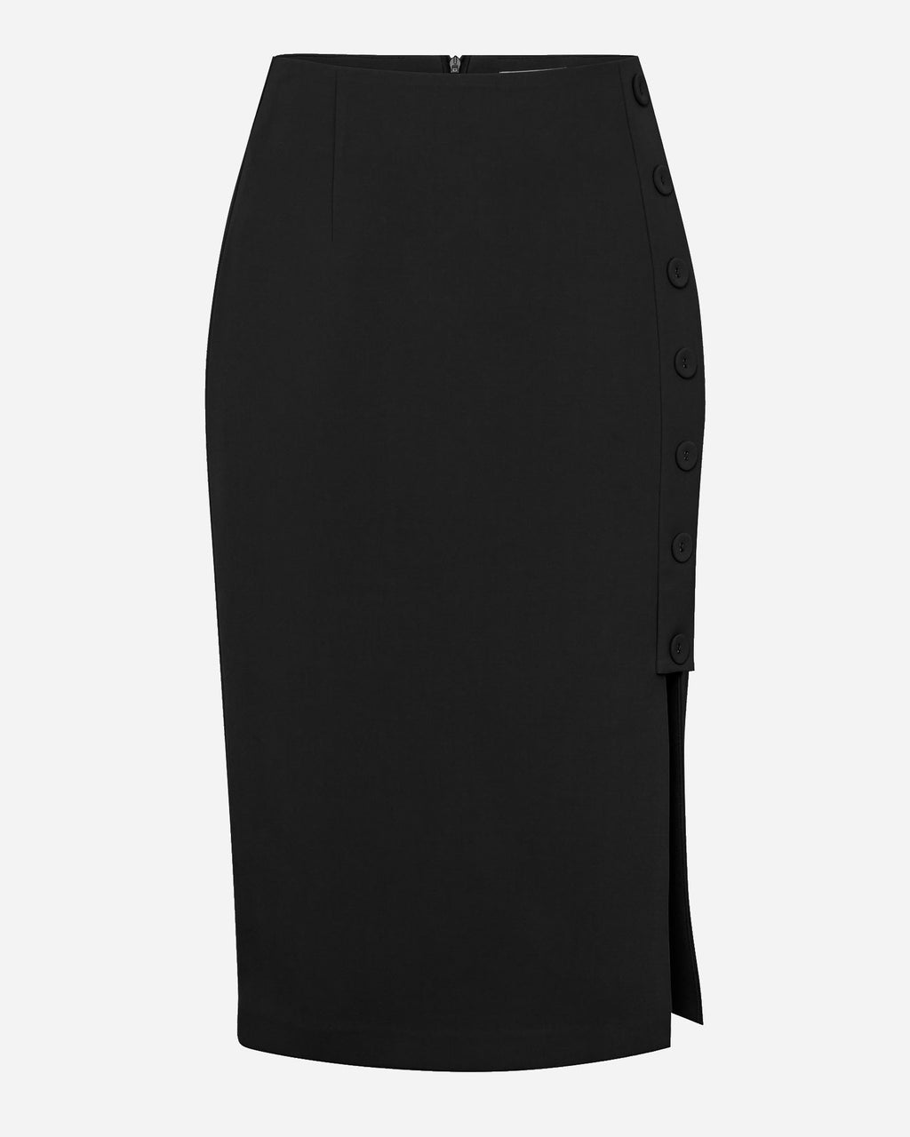 Ace Side Button Skirt in black — product-only view
