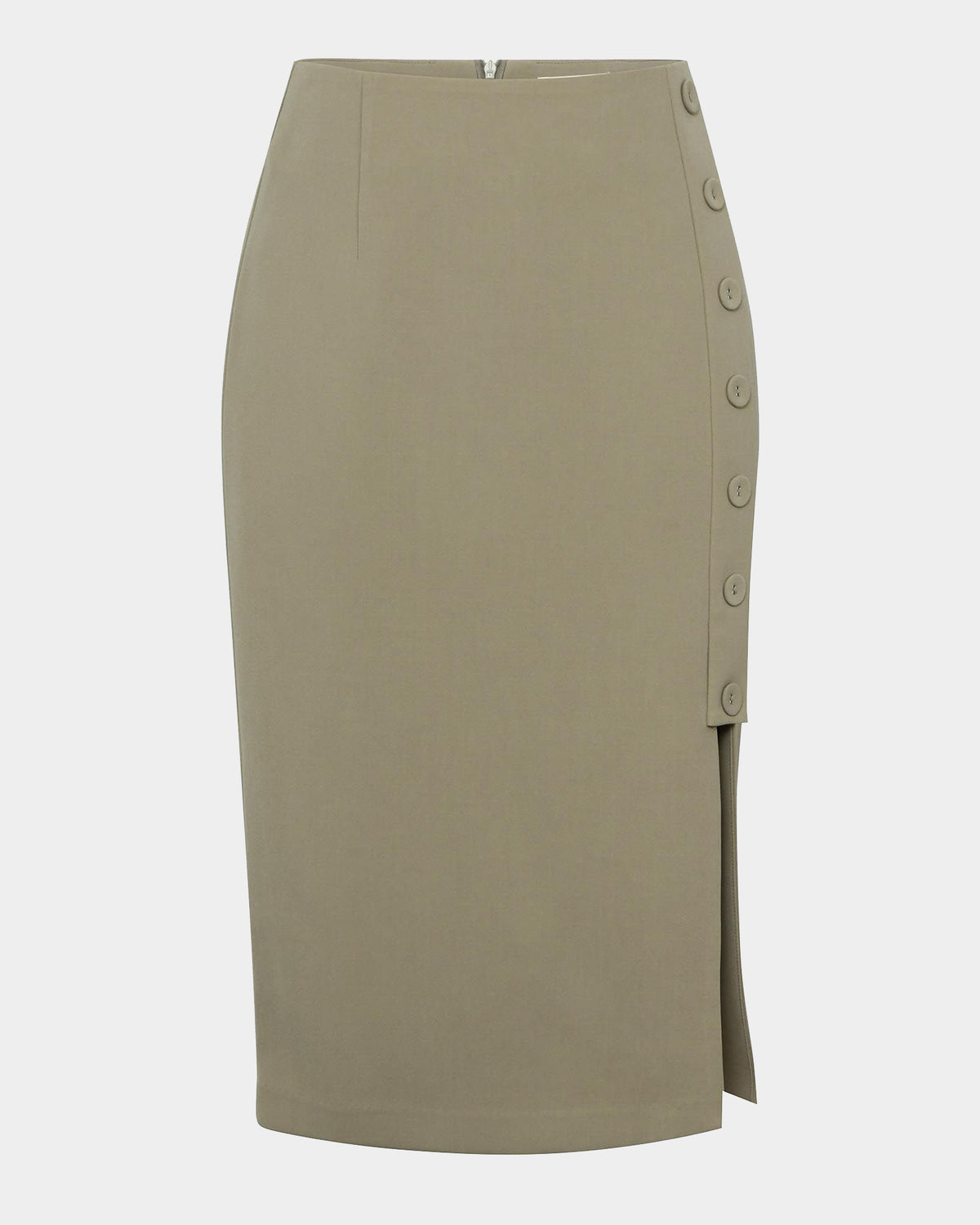 Ace Side Button Skirt in taupe — product-only view