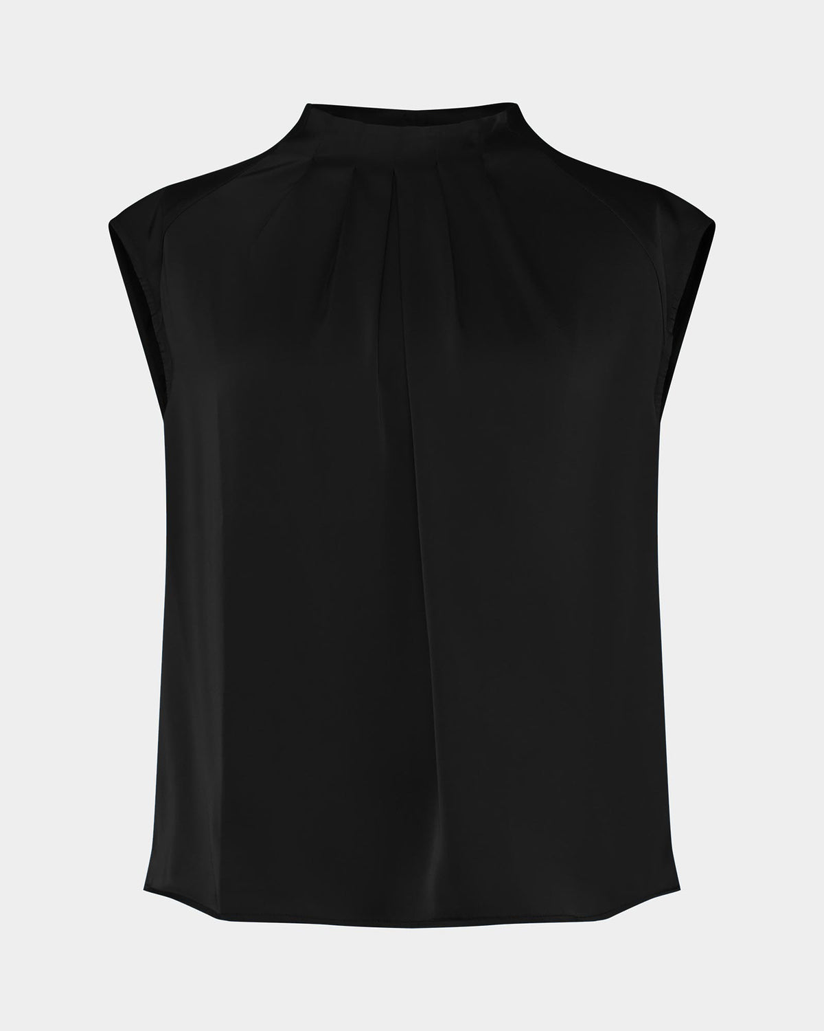 Kiar Pleated Satin Top in black — product-only view
