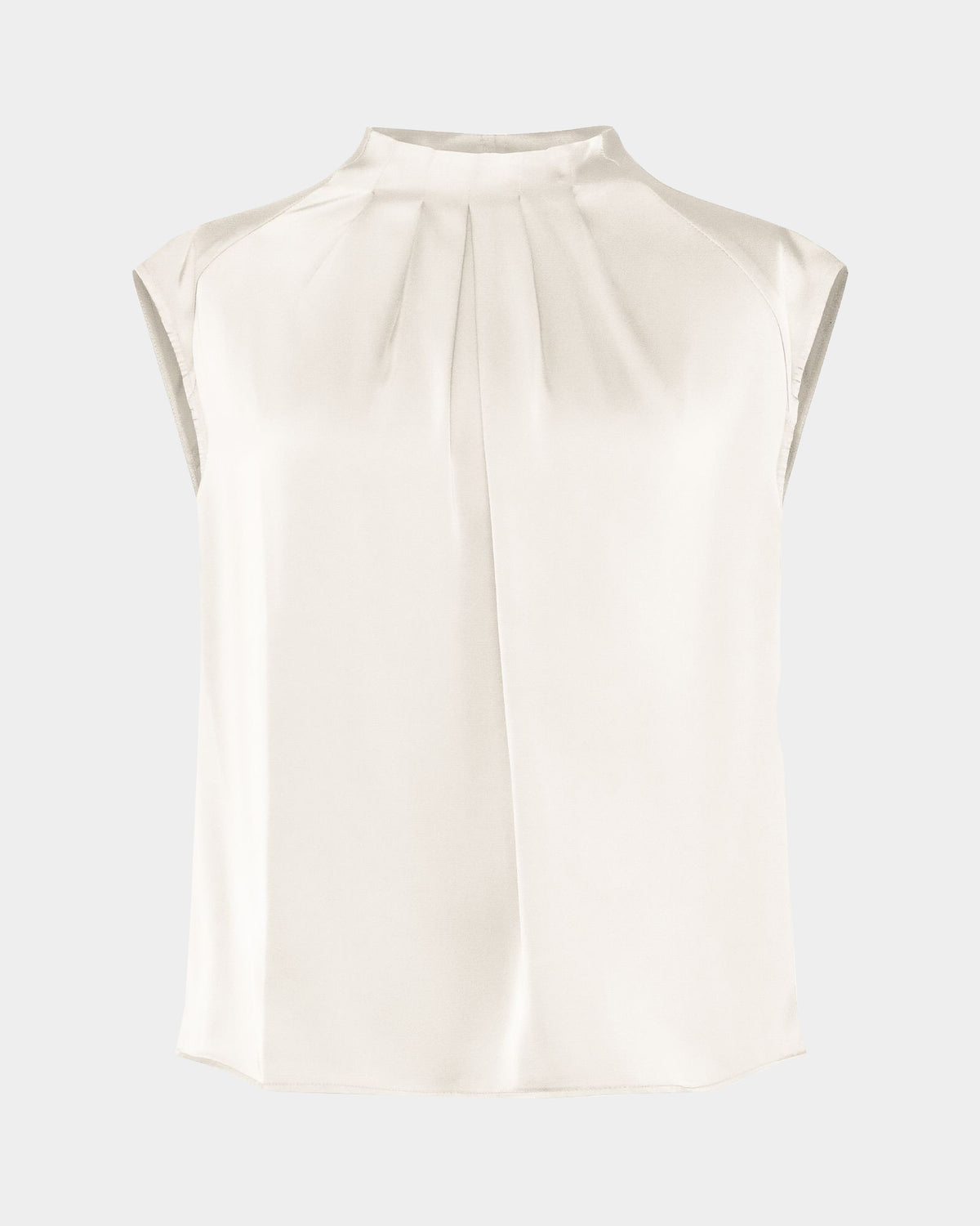 Kiar Pleated Satin Top in ivory — product-only view