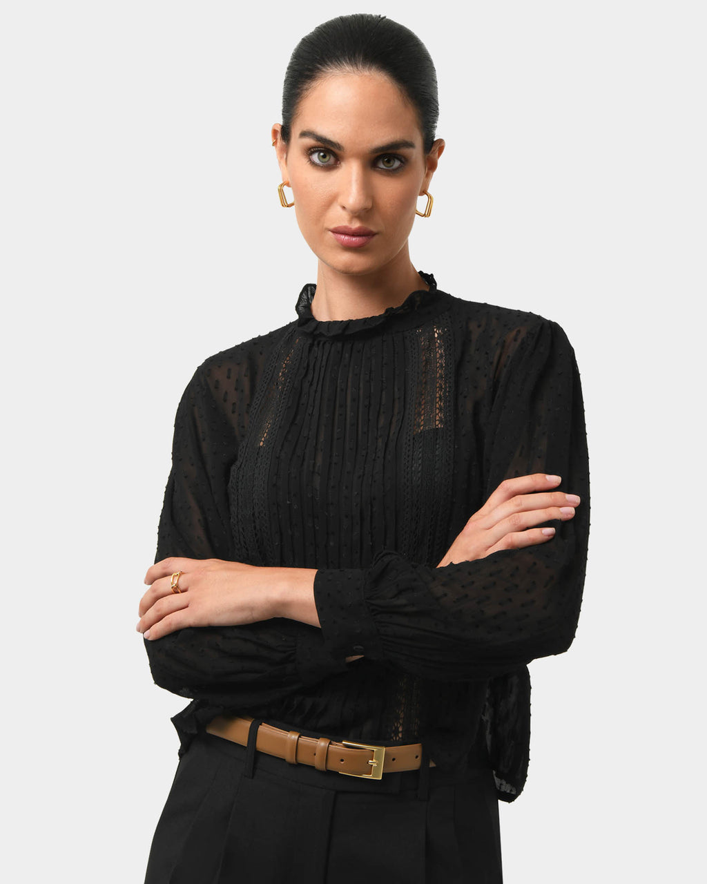 Aliana Lace Blouse in black — close-up view 2
