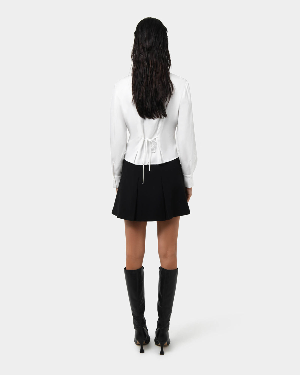 Paige Gathered Shirt in ivory — back view