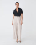 Morgan Short Sleeve Cuff Shirt in black — full-length view
