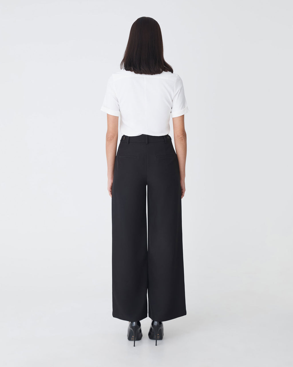 Morgan Short Sleeve Cuff Shirt in ivory — back view