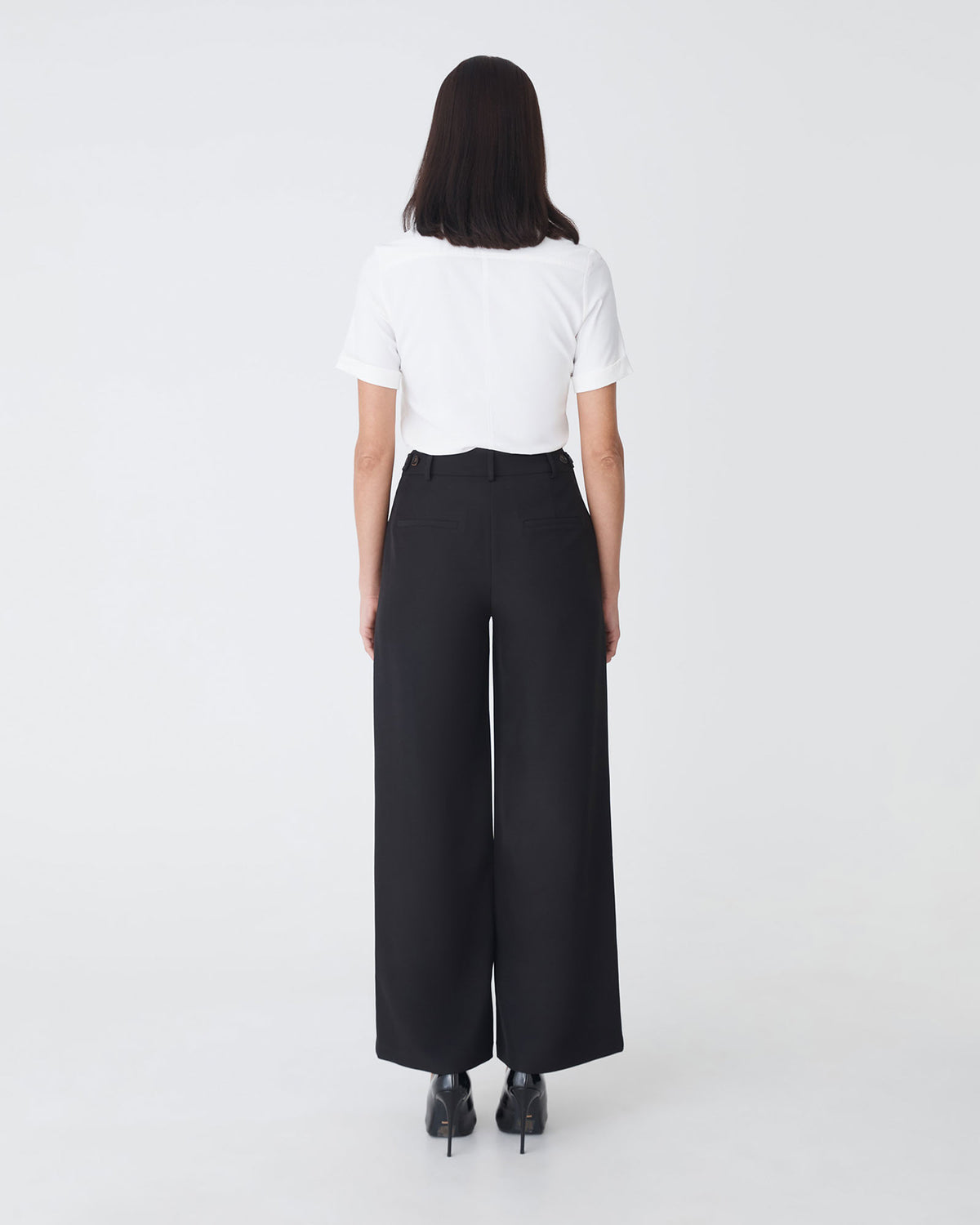Morgan Short Sleeve Cuff Shirt in ivory — back view