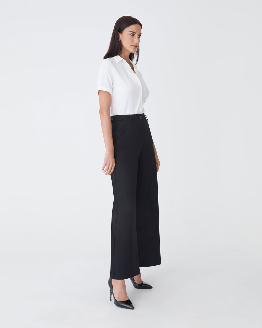 Morgan Short Sleeve Cuff Shirt in ivory — side view