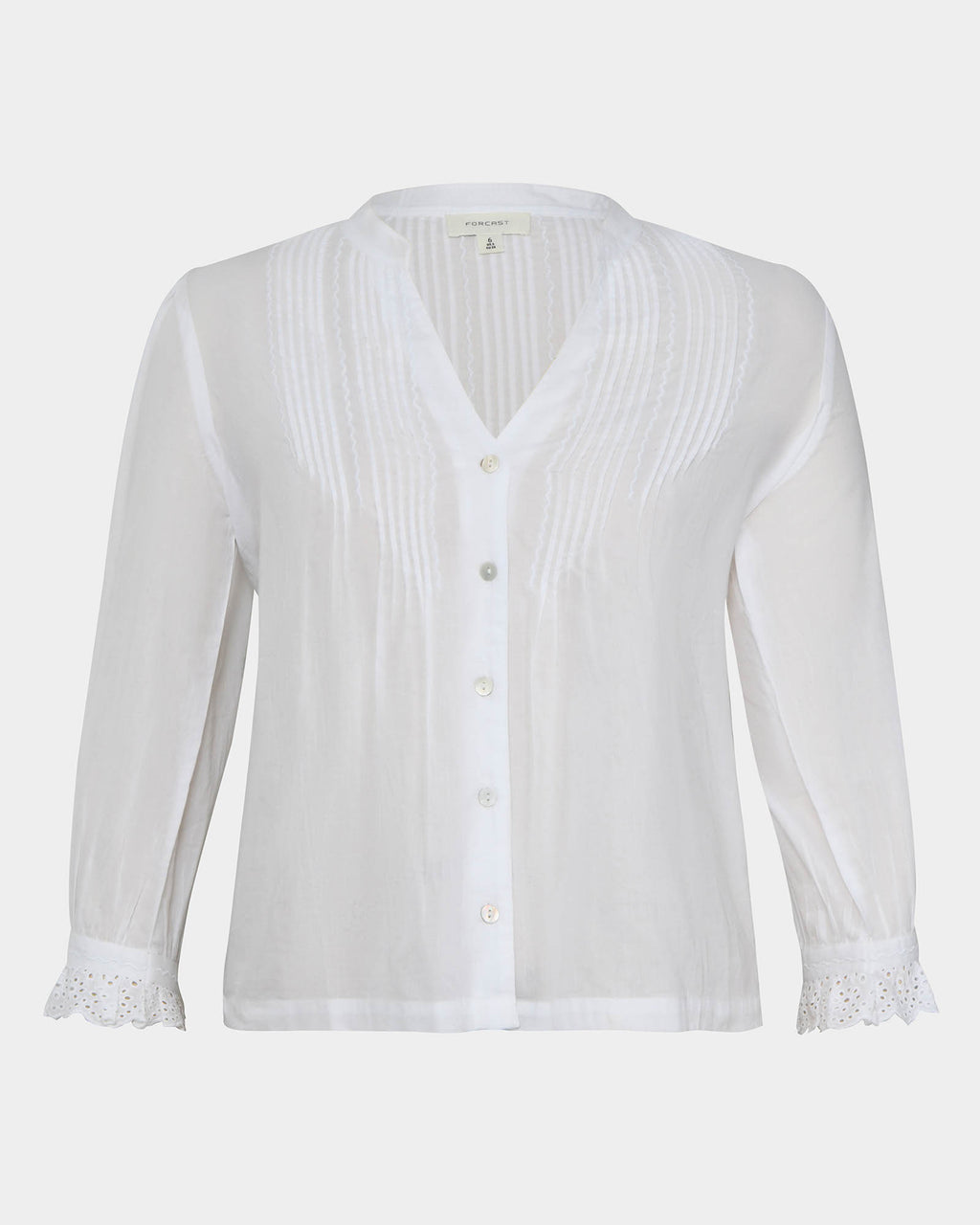 Akira Vneck Embroidery Blouse in ivory — product-only view