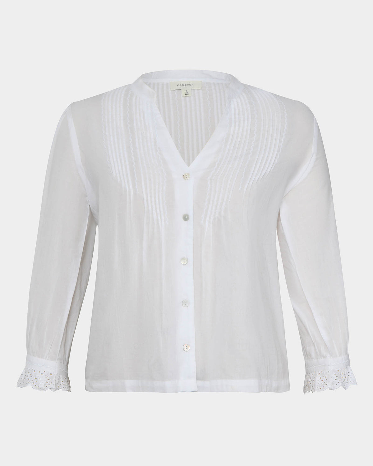 Akira Vneck Embroidery Blouse in ivory — product-only view