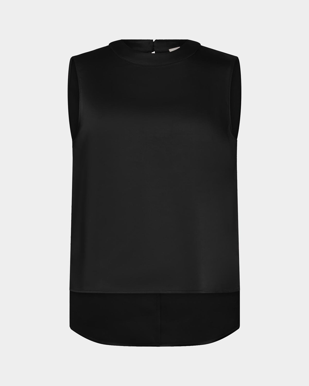 Louisa Round Neck Satin Top in black — product-only view