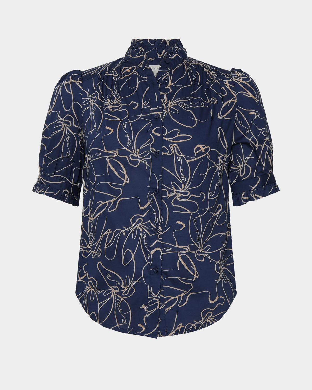Leen Gathered Blouse in organic navy — view 5