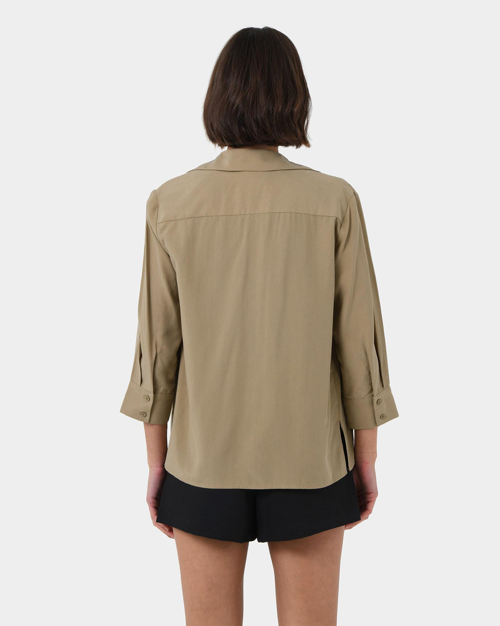 Bella 3/4 Sleeve Shirt in safari beige — back view