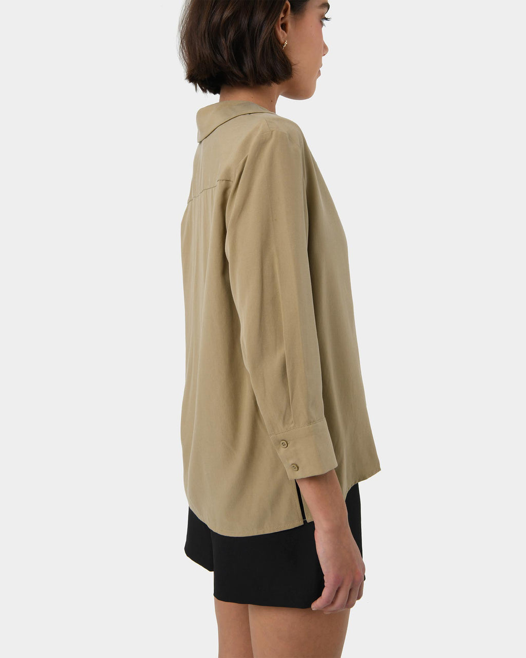 Bella 3/4 Sleeve Shirt in safari beige — side view