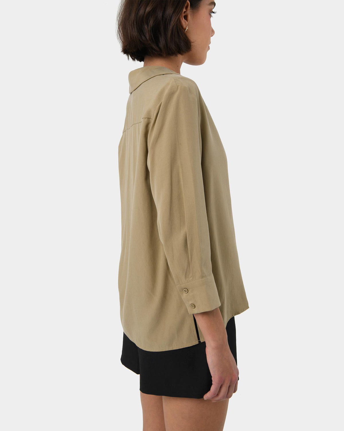 Bella 3/4 Sleeve Shirt in safari beige — side view