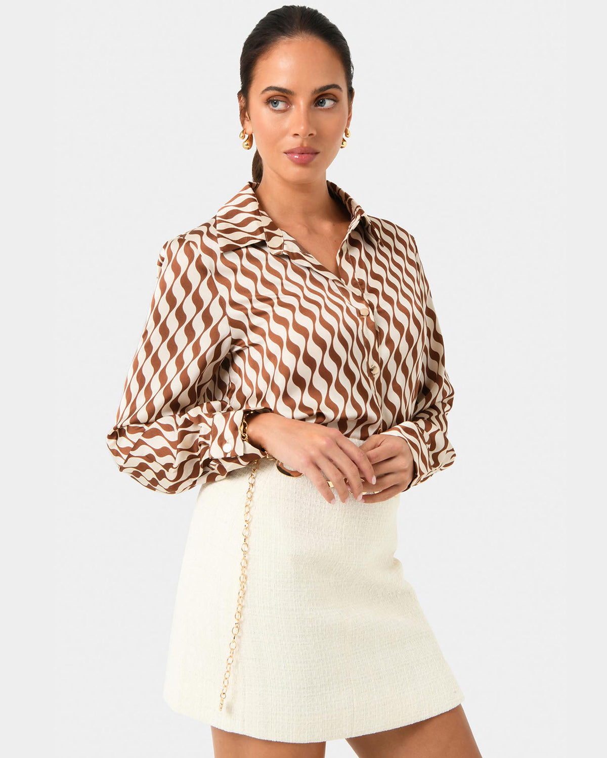 Inka Print Relaxed Shirt in brown illusion — view 3