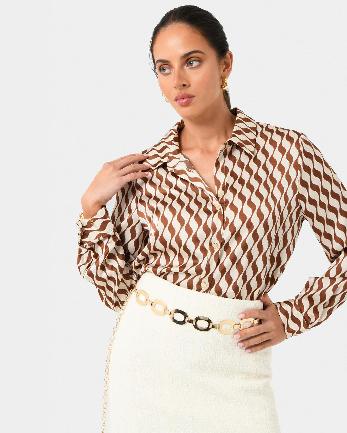 Inka Print Relaxed Shirt in brown illusion — view 4
