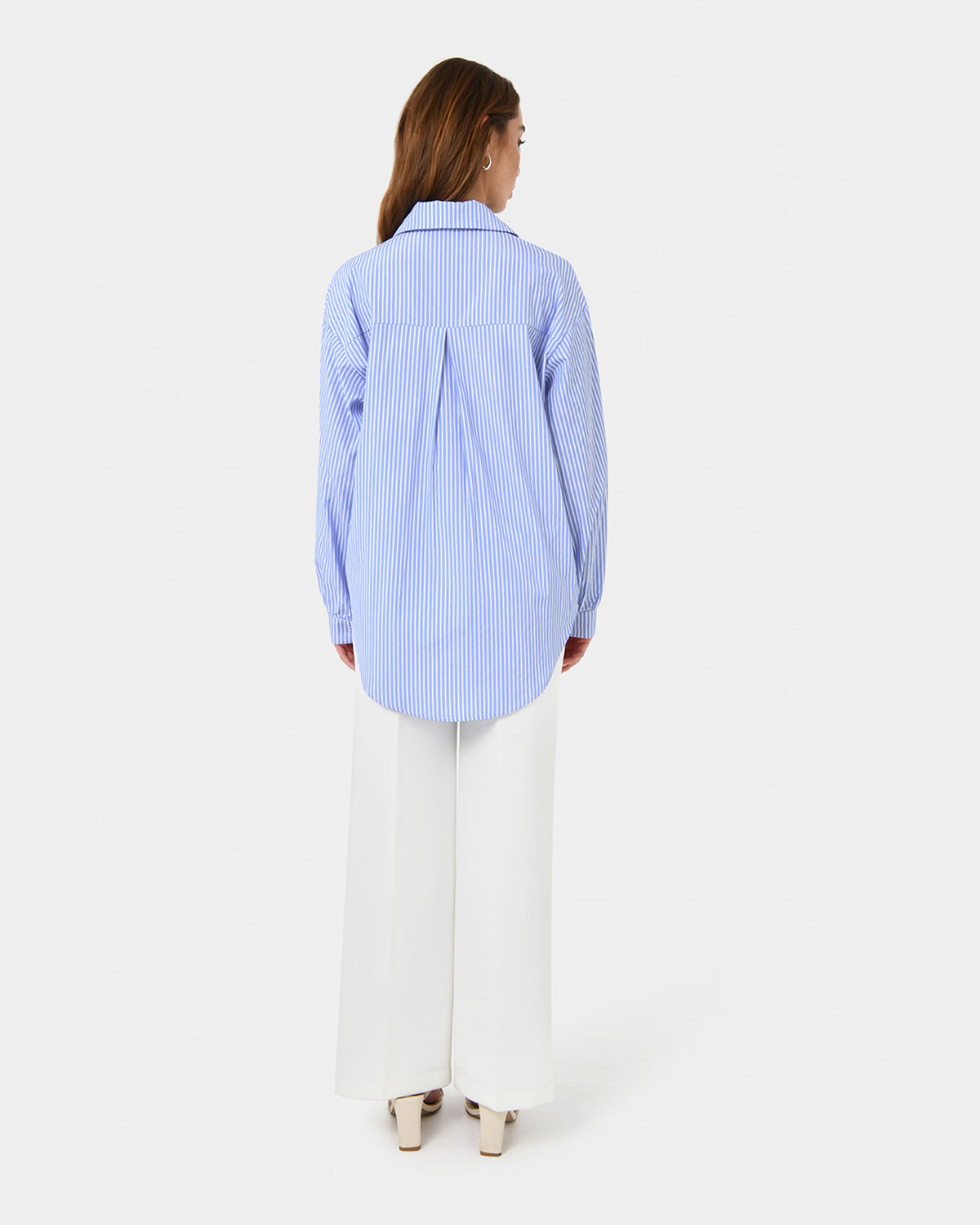 Piper Stripe Shirt in blue ivory — back view