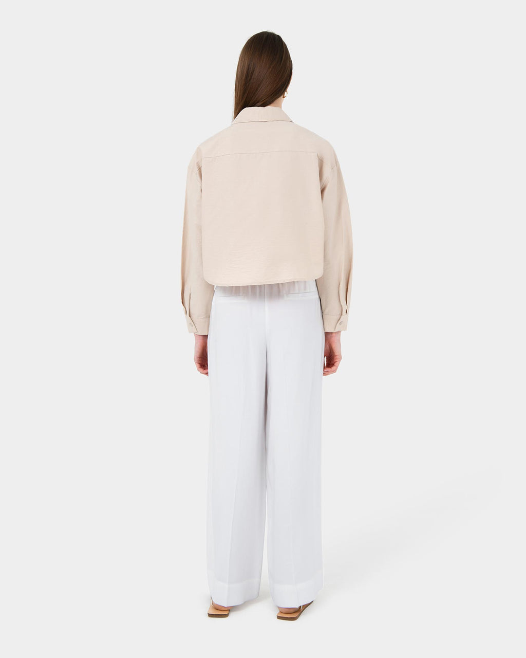 Kyla Crop Pocket Shirt in beige — back view