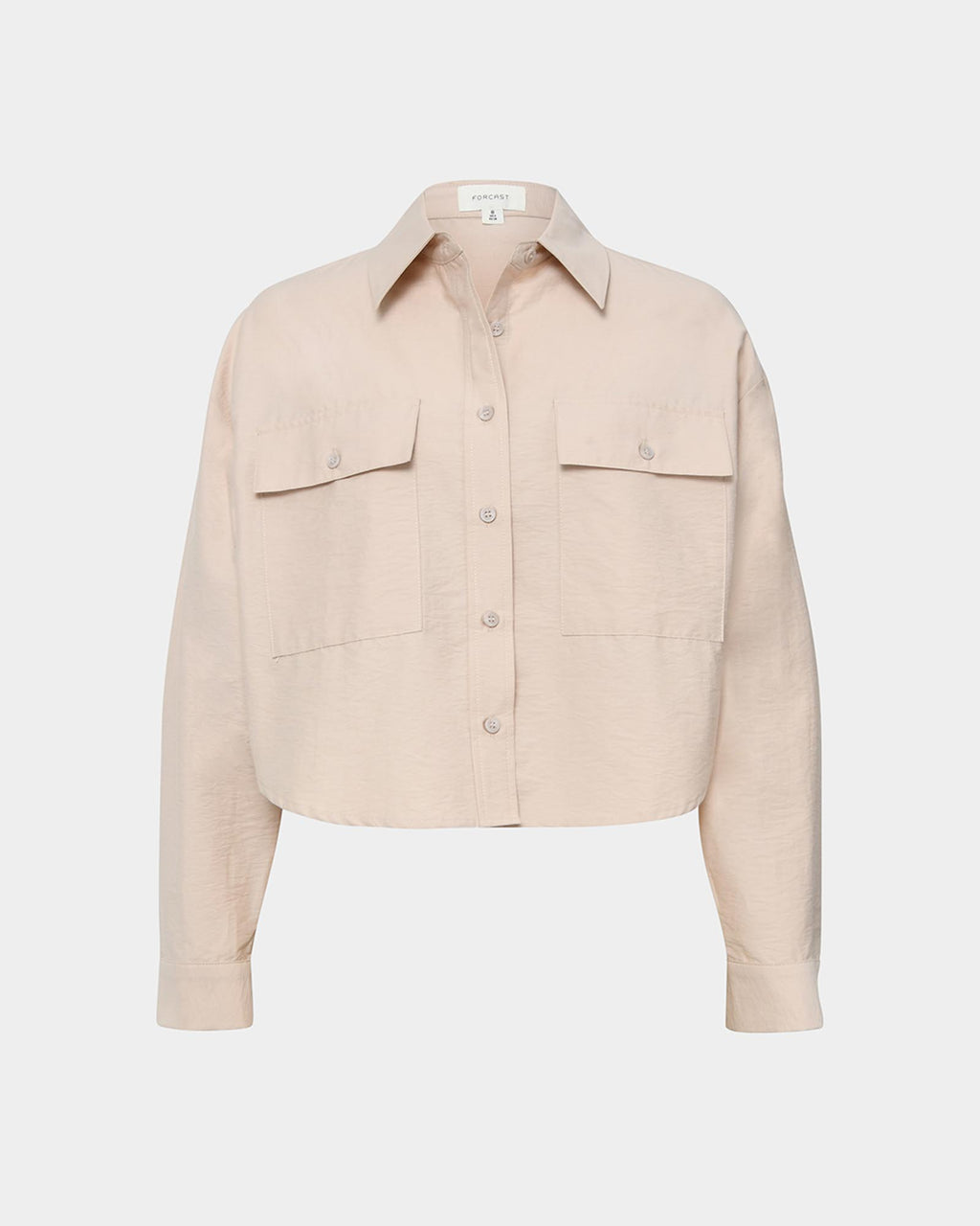 Kyla Crop Pocket Shirt in beige — product-only view