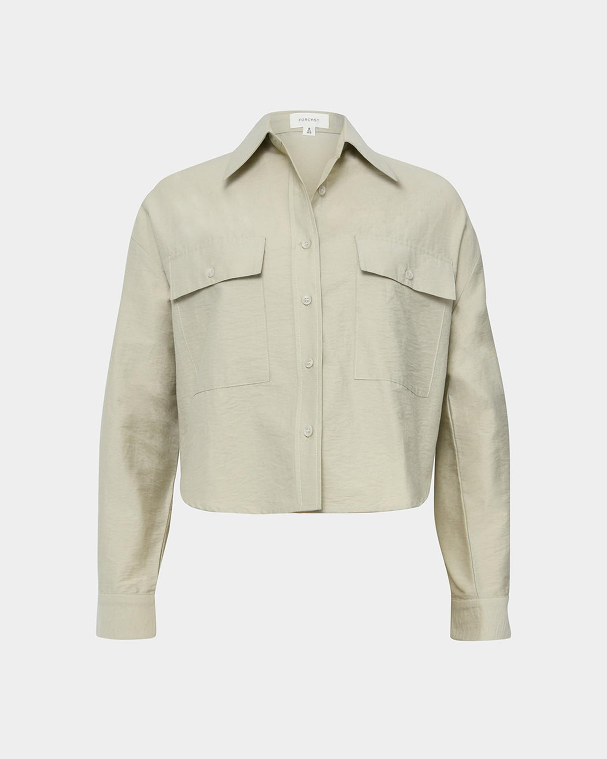 Kyla Crop Pocket Shirt in light khaki — product-only view