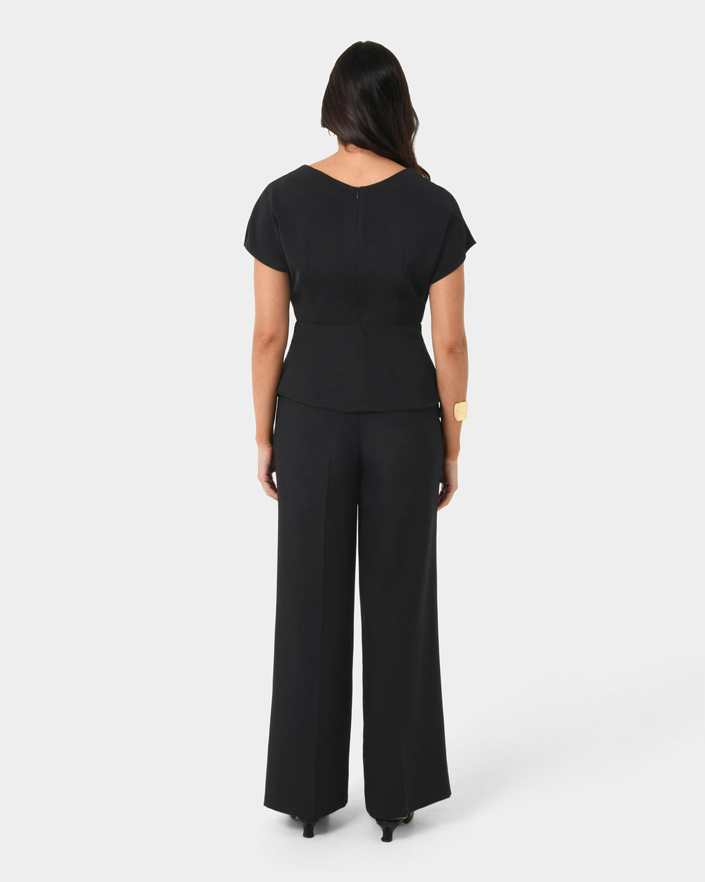 Athena Draped Top in black — back view