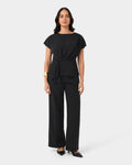 Athena Draped Top in black — full-length view