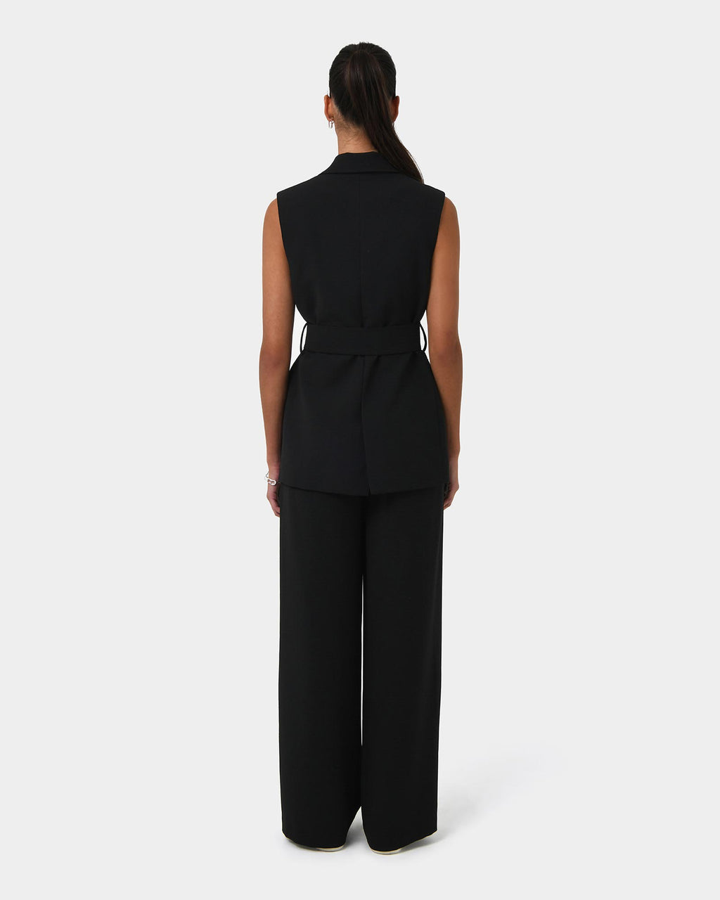 Rumy Double Breasted Vest in black — back view