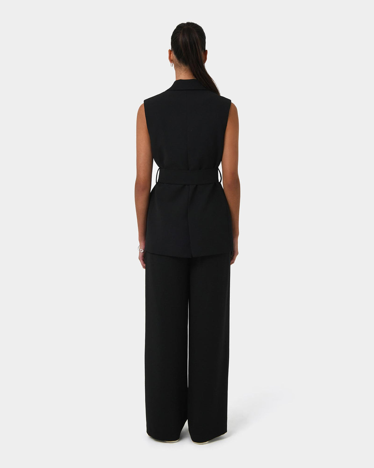 Rumy Double Breasted Vest in black — back view