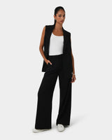 Rumy Double Breasted Vest in black — full-length view
