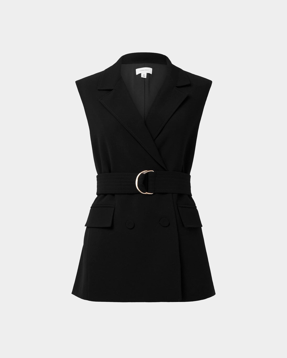 Rumy Double Breasted Vest in black — product-only view