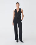 Eve Classic Two Tone Vest in black — full-length view