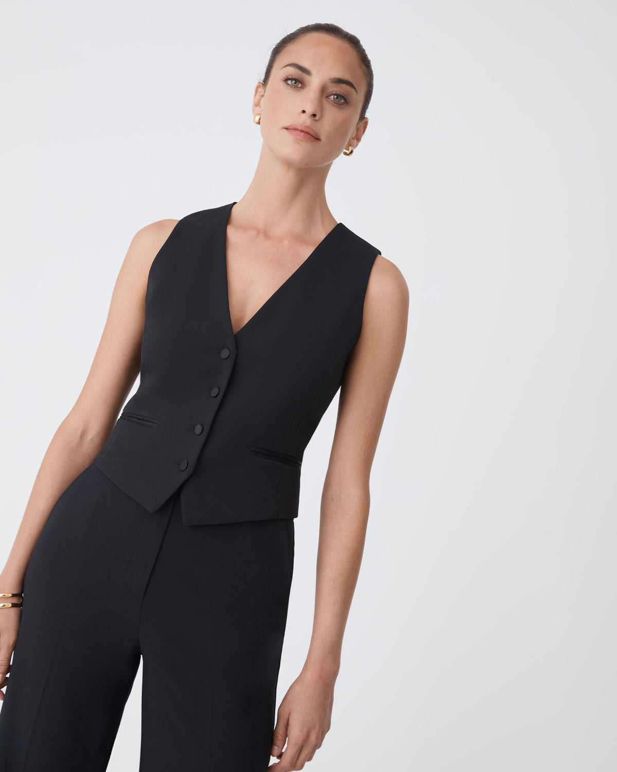 Eve Classic Two Tone Vest in black — side view
