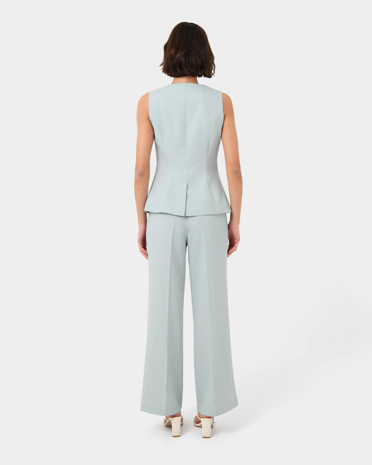 Sofia Longline Vest in baby blue — back view