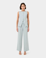 Sofia Longline Vest in baby blue — full-length view
