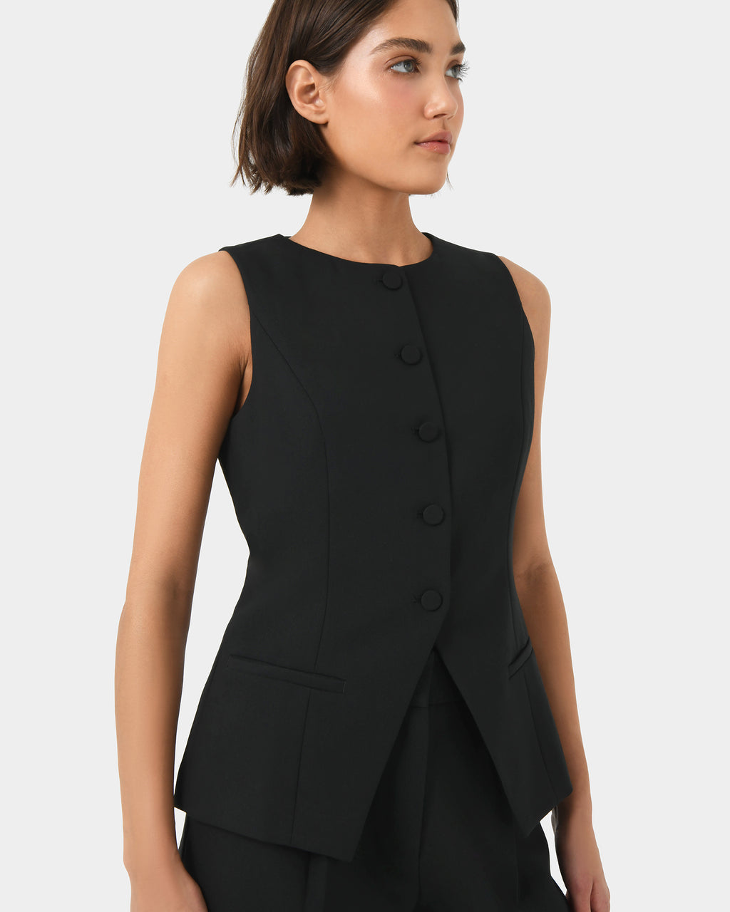 Sofia Longline Vest in black — side view