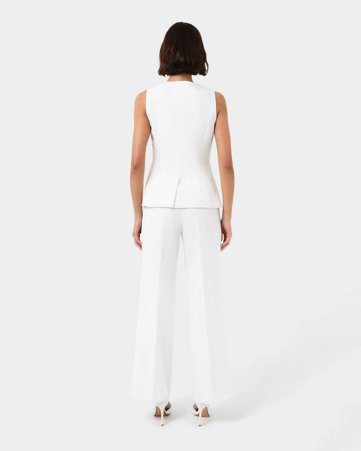 Sofia Longline Vest in ivory — back view