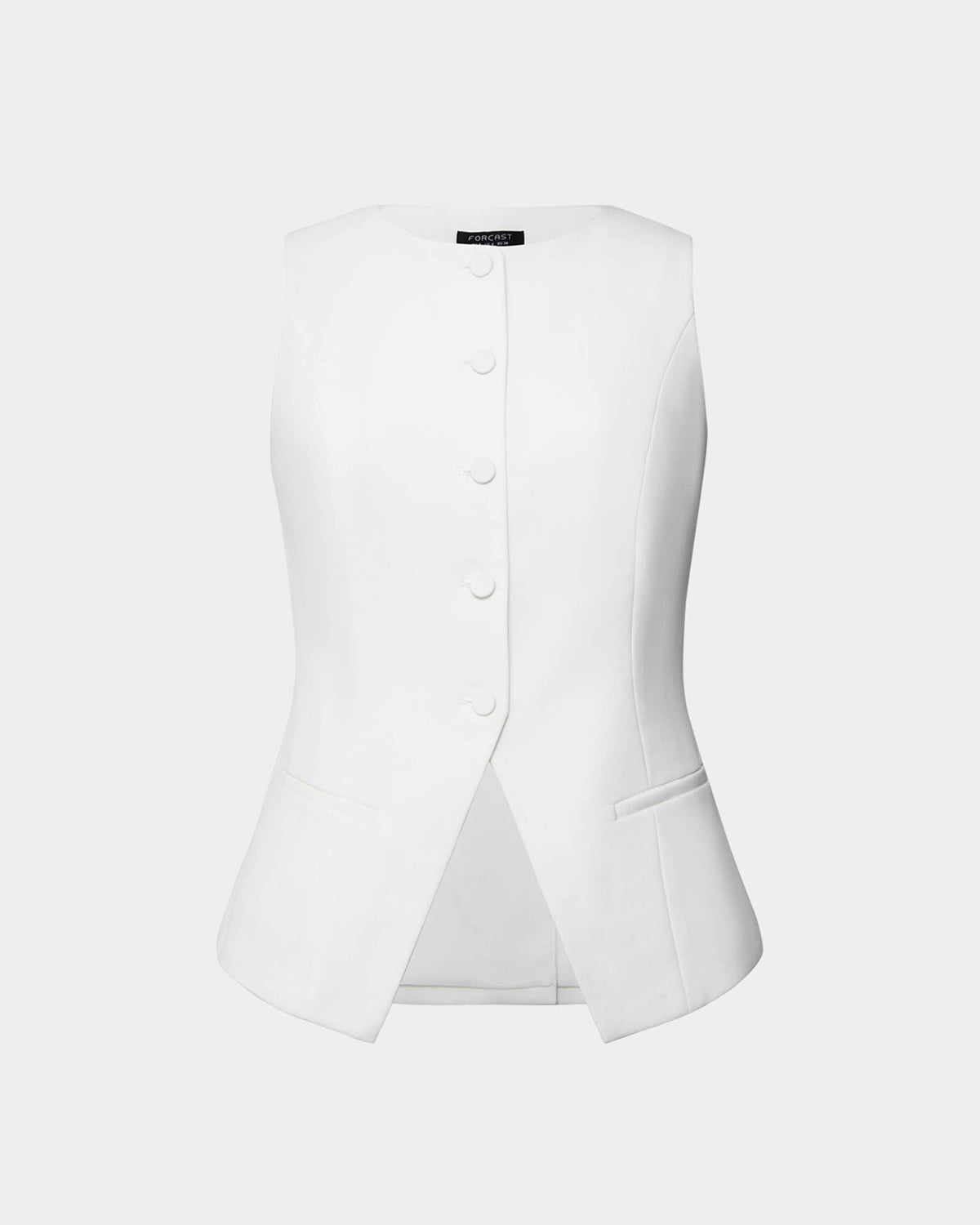Sofia Longline Vest in ivory — product-only view