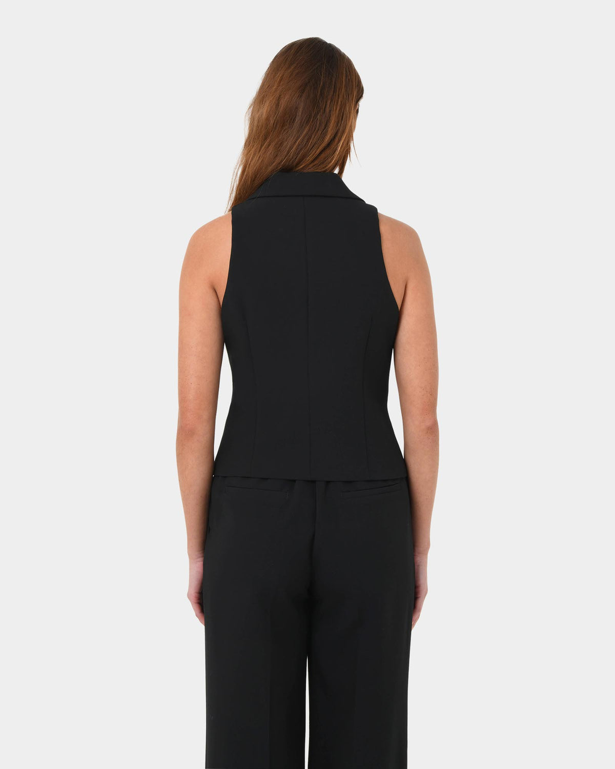 Nikki Tailored Vest in black — back view