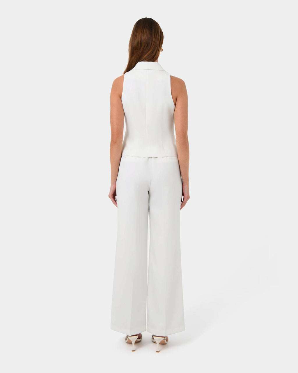 Nikki Tailored Vest in ivory — back view