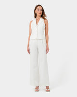 Nikki Tailored Vest in ivory — full-length view